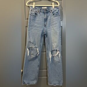 Abercrombie & Fitch Light Blue Distressed Flare Jeans